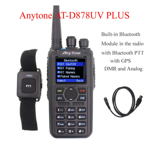 Anytone AT-D878UV PLUS, parlanchín analógico digital DMR y walkie con GPS, APRS, bluetooth, PTT, doble banda, radio bidireccional con Cable de PC ► Foto 1/1