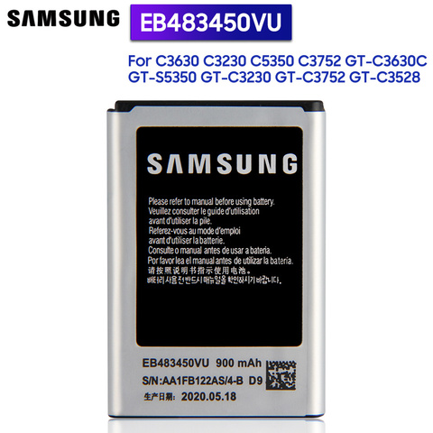 Samsung batería Original EB483450VU para C3630 C3230 C5350 C3752 GT-C3630 GT-C3630C GT-S5350 GT-C3230 GT-C3752 GT-C3528 900mAh ► Foto 1/6