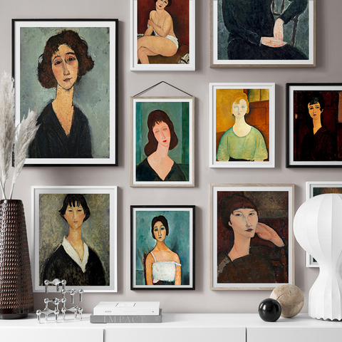Clásica famoso funciona Amedeo Modigliani pintura Vintage cartel cuadro sobre lienzo para pared para sala Cuadros Decor ► Foto 1/4