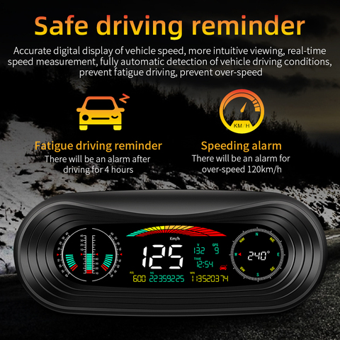 Pantalla HUD P18 OBD2 para coche, velocímetro inteligente con GPS, indicador de advertencia de exceso de velocidad, herramienta de alarma multifunción Digital ► Foto 1/6