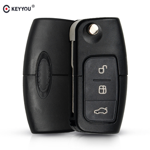 KEYYOU-mando a distancia plegable con 3 botones para Ford, Chip 4D63, 433MHz, para Ford Focus Fiesta 2013, funda Fob con hoja HU101 ► Foto 1/6