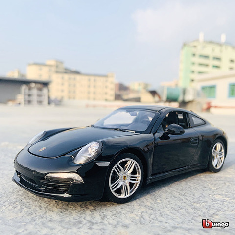 Rastar-coche negro Porsche 911 Carrera S escala 1:24, supercoche, simulación estática, modelo de aleación fundida, colección de juguetes, modelos de regalo de Navidad ► Foto 1/6