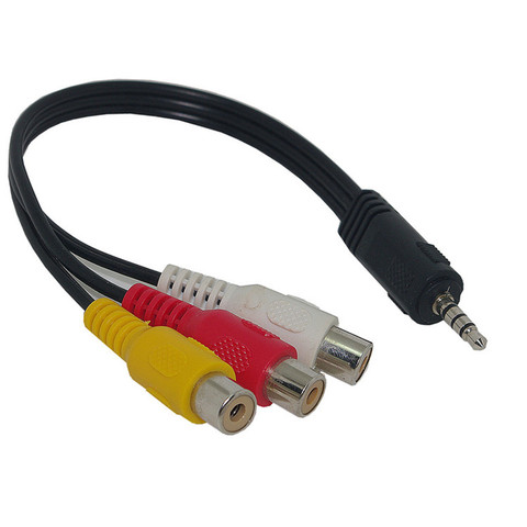 Cable de 3,5mm a RCA AV para videocámara, macho de 3,5mm a 3RCA, Cable auxiliar de Audio y vídeo ESTÉREO ► Foto 1/3