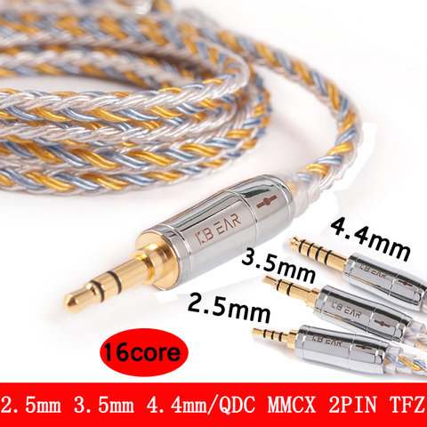 Cable de cobre Chapado en plata mejorado de 16 núcleos, 2,5/3,5/4,4 MM con conector MMCX/2pin/QDC TFZ para KZ ZS10Pro ZSN AS16 ZSX ► Foto 1/6