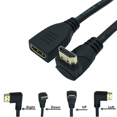 Cable de extensión 2,0 HDMI, extensor macho a hembra, 2K x 4K @ 60HZ, Ultra 3D, 1080P, compatible con ángulo recto de 90 grados ► Foto 1/6