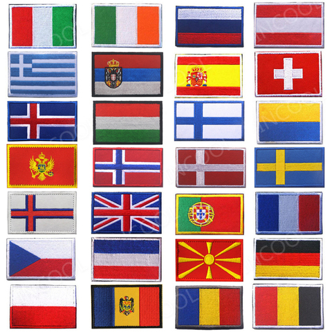 Parches bordados parches de Rusia, Alemania, Eslovaquia, Lituania Moldova Feroe Macedonia, Montenegro, Suiza España banderas de Francia insignias ► Foto 1/6