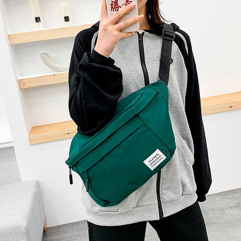 Riñonera estilo Harajuku Hip Hop Unisex, bolso de hombro de lona de gran capacidad, cruzado ► Foto 1/6