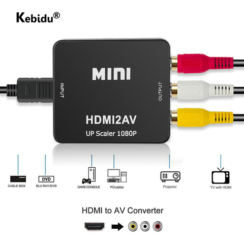 Kebidu, gran oferta, HDMI a RCA, convertidor AV/CVSB L/R, vídeo Box HD 1080P 1920x1080 60Hz, HDMI2AV compatible con NTSC y PAL salida HDMI a AV ► Foto 1/6