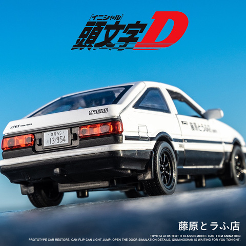 Initial D AE86-Coche de juguete de aleación de Metal fundido a presión, modelo de vehículos de juguete Inital RX7, tracción trasera, luz 1:32, juguetes para niños ► Foto 1/5