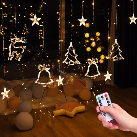 3,5 M 220V LED Luna estrella lámpara Navidad guirnalda cadena luces Hada cortina luz al aire libre para fiesta de boda decoración ► Foto 1/6