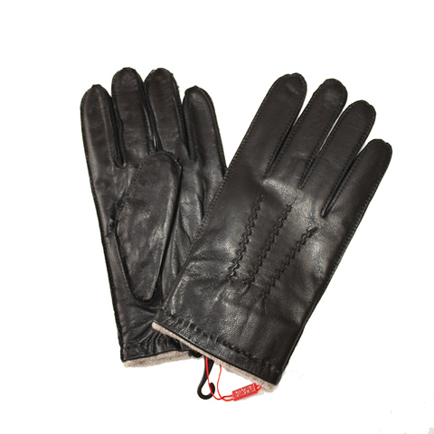 Guantes de cuero para hombre, guantes de piel de cabra, costuras exteriores, forro de lana, talla grande, guantes cálidos para conducir ► Foto 1/6