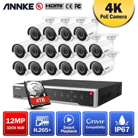 ANNKE-sistema de seguridad de vídeo en red, 16 canales, 4K, Ultra HD, POE, 12MP, H.265 + NVR, con 16X 8MP, 30m, EXIR, visión nocturna, cámara IP al aire libre ► Foto 1/6
