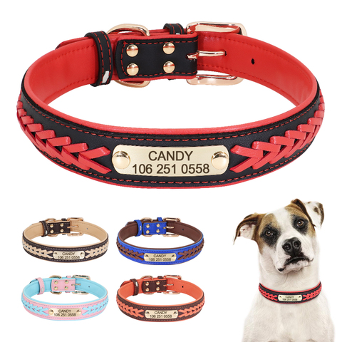 Collar personalizado para perros pequeños, medianos y grandes, placa con nombre, grabado sin etiqueta ► Foto 1/6