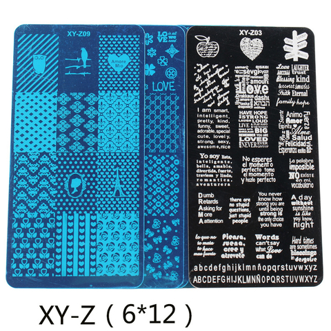 Sello de imágenes para manicura plato de estampación de manicura con palabras en inglés, placa de uñas DIY, placa de acero para esmalte de uñas XY-Z32, 1 ud. ► Foto 1/6