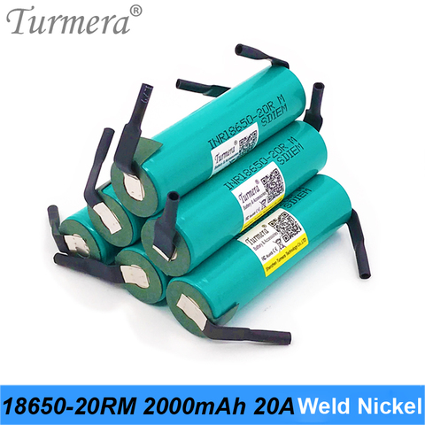 Turmera-Batería de níquel para soldar, 18650, 2000, 3,6 mAh, 20A, INR18650-20RM, V, destornillador, camarón, aspiradora, uso de batería ► Foto 1/6