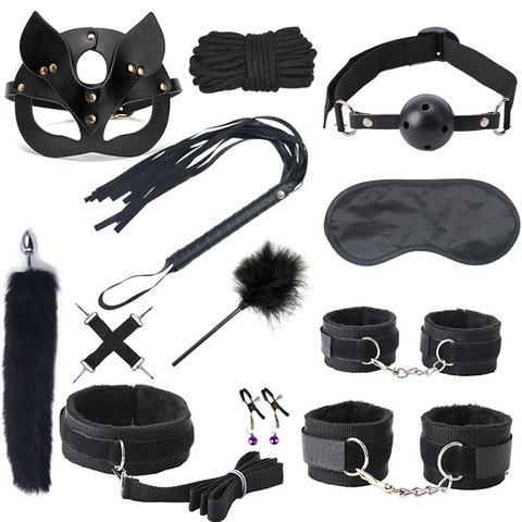 Blacak Wolf-productos sexuales exóticos para adultos, juego de Bondage, Kits de BDSM, esposas, Juguetes sexuales, látigo, mordaza, tapón trasero, accesorios para mujeres ► Foto 1/6