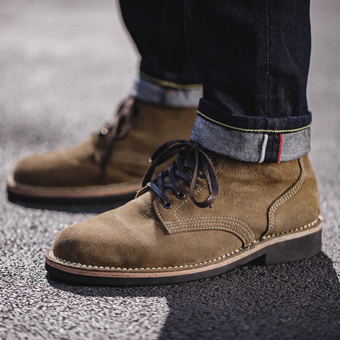 Maden-Botas clásicas de cuero genuino para hombre, de Caballo Loco Botines de cuero, estilo martin, a la moda, para el desierto ► Foto 1/6