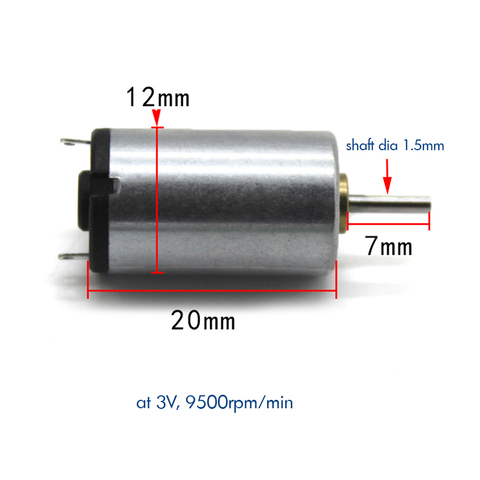 1220 de alta Motor de velocidad DC 3V 9500rpm mudo Micro Motor para el bricolaje pequeños ventiladores pequeñas turbinas de viento producciones diámetro del eje 1,5mm ► Foto 1/1