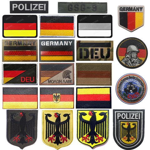 Parche bordado de bandera infrarrojo IR reflectante, parche militar de águila, emblema táctico alemán, insignia bordada ► Foto 1/6