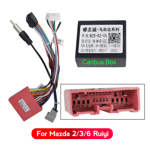 MEKEDE 16pin reproductor multimedia para coche Cable de alimentación 16 PIN adaptador para Android Mazda 2/3/6 Ruiyi con caja de Canbus Radio arnés de cableado ► Foto 1/3