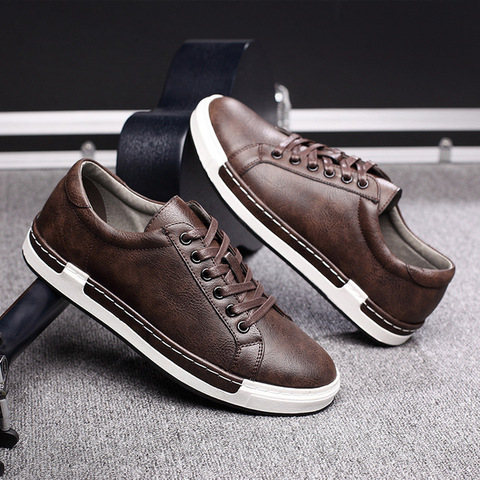 Zapatos de cuero informales para Hombre, Zapatillas deportivas coreanas, talla grande 47 48, para otoño ► Foto 1/6