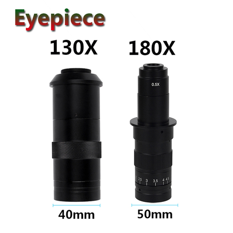 Lente de microscopio de vídeo, lente ocular de 130X 180X, Zoom ajustable C, accesorios de lente de montaje, aumento de cristal, lente gran angular ► Foto 1/6