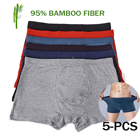 Moda de bambú de alta calidad ropa interior de los hombres XL XXL XXXL XXXXL 5XL 6XL 7XL tamaño de los hombres Boxer ropa interior de talla grande pies planos bragas ► Foto 1/6