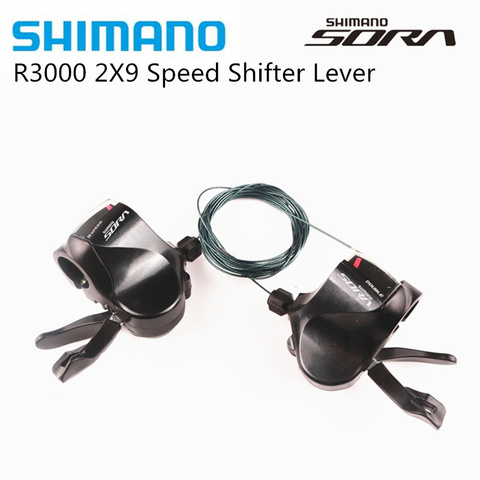 Shimano SORA-palanca de cambios de barra plana R3000, piezas de bicicleta de carretera de 2x9 velocidades, SL-R3000 de liberación bidireccional, con Cable ► Foto 1/6