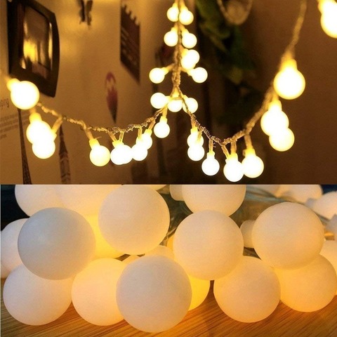 Tira de luces LED en forma de bola, cadena de hadas, Bombilla de guirnalda, resistente al agua, para exteriores, boda, fiesta de Navidad, decoración del hogar, 10/20/50 unidades ► Foto 1/6