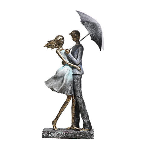 Estatua de pareja de paraguas de Metal abstracto, resina, abrazo, amantes, escultura, decoración de amor, novedad, adornos artesanales para el Día de San Valentín ► Foto 1/6