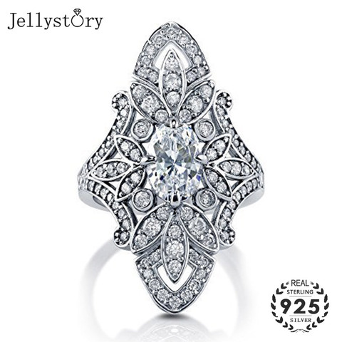 Jellystory anillos de lujo 925 joyas de plata para las mujeres con forma geométrica Zircon anillo de piedras preciosas regalos de fiesta de boda tamaño 6-10 ► Foto 1/6