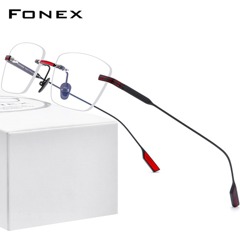 FONEX-gafas cuadradas con montura de titanio para hombre y mujer, anteojos sin montura, gafas ópticas para miopía F85643, 2022 ► Foto 1/6