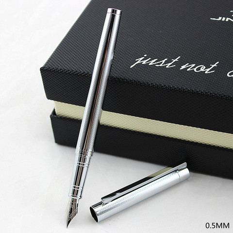 Jinhao 126 papelería Jinhao lujo Metla pluma de regalo 0,38mm pluma estilográfica Extra fina bolígrafos de tinta de plata negra regalo de Navidad ► Foto 1/2