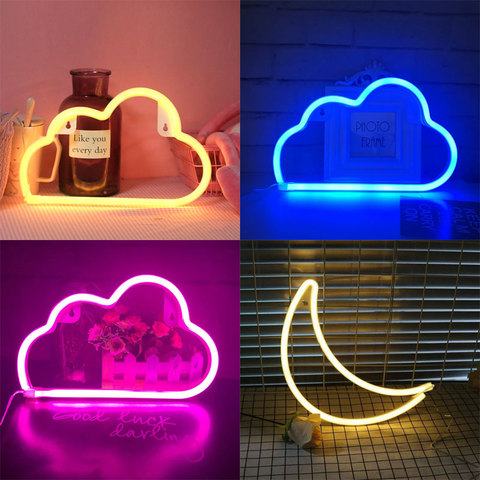 Letrero de neón de diseño de nube de LED, luces decorativas de arte, lámpara de pared de plástico para habitación de bebé, iluminación de vacaciones, fiesta de navidad ► Foto 1/6