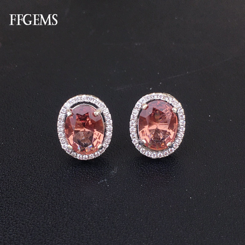 FFGems-pendientes elegantes de Plata de Ley 925 para mujer, joyería fina con cambio de Color de piedra para mujer, regalo de fiesta de boda, venta al por mayor ► Foto 1/6