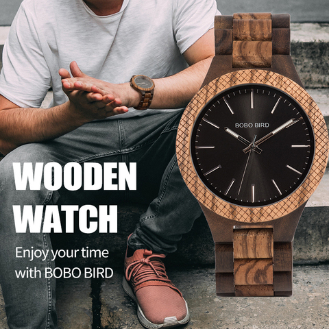 BOBO BIRD reloj de madera hombres bayan kol saati relojes de cuarzo para hombre con manos luminosas en caja de madera para regalos WD30-1 ► Foto 1/6