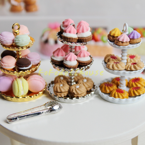 Casa de muñecas en miniatura para jugar a la cocina, a escala 1/12 casa de muñecas, pastel, postre para el té de la tarde, comida para Barbies Blyth, accesorios de juguete ► Foto 1/6