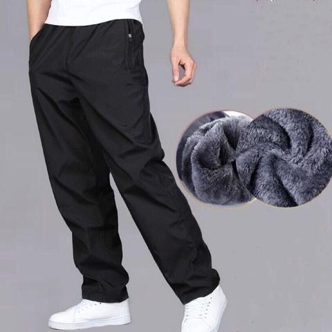 Pantalones de chándal para hombre, pantalón de chándal, pantalones terciopelo cálidos, rectos, de secado rápido, resistentes al desgaste, impermeables, para Otoño e Invierno ► Foto 1/6