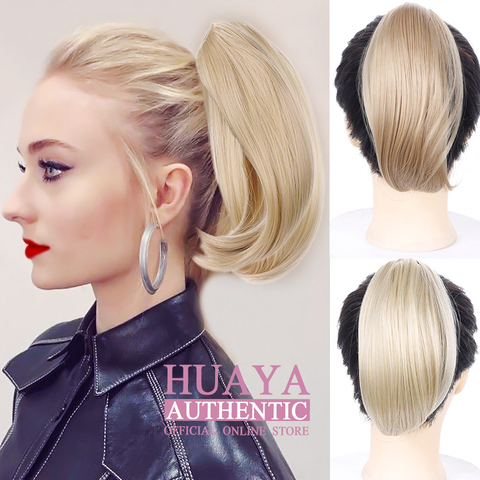 HUAYA-coleta de pelo sintético corta y recta, extensiones de cabello postizo con pinza, resistente al calor ► Foto 1/6