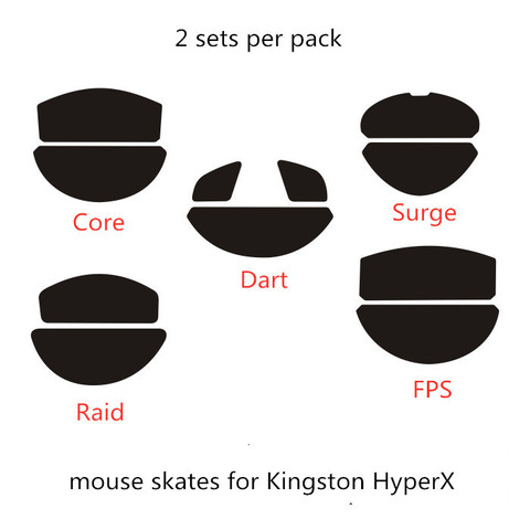 2 sets/paquete ratón pies ratón patines para Kingston HyperX Pulsefire FPS de Core dardo Raid ratones se desliza ► Foto 1/1