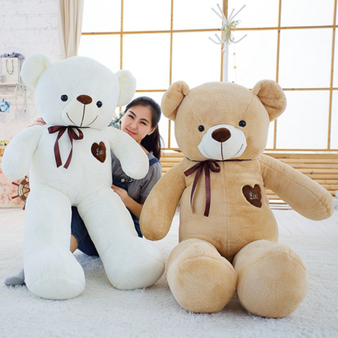 Suave oso de peluche Animal relleno de peluche de juguete con la cinta grande almohada con forma de oso muñeca para los niños gigantes novia regalo 80cm 100cm ► Foto 1/6