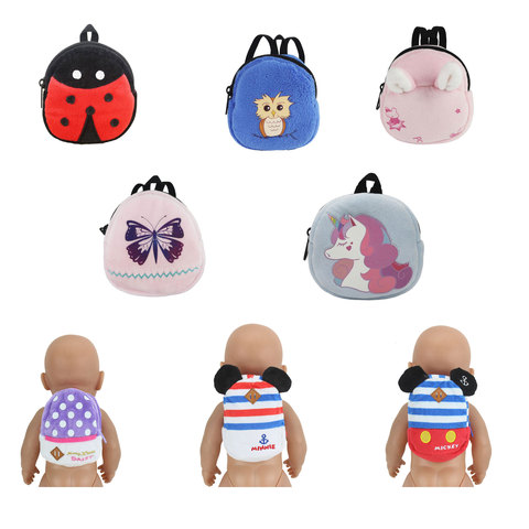 Mochila bonita de moda, accesorios para muñeca, rejilla rosa, cojín, apto para muñeca bebé de 43cm (solo bolsa de venta) ► Foto 1/6