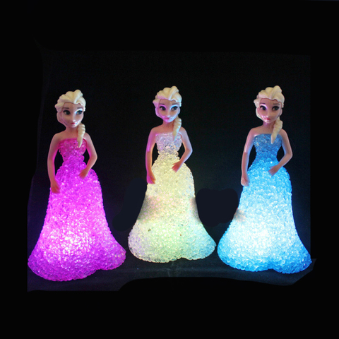 Luces LED de colores de Elsa, Anna y Sofía para niños, lámpara de noche de cristal gradiente con batería, regalo de Navidad y vacaciones, 1 Uds. ► Foto 1/4