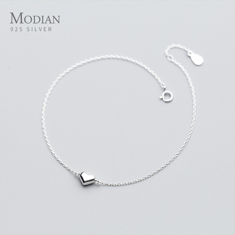 Modian amor encanto corazón cadena Simple de acoplamiento pulseras de plata de ley 925 joyería de diseño de moda para las mujeres accesorios Bijoux ► Foto 1/5