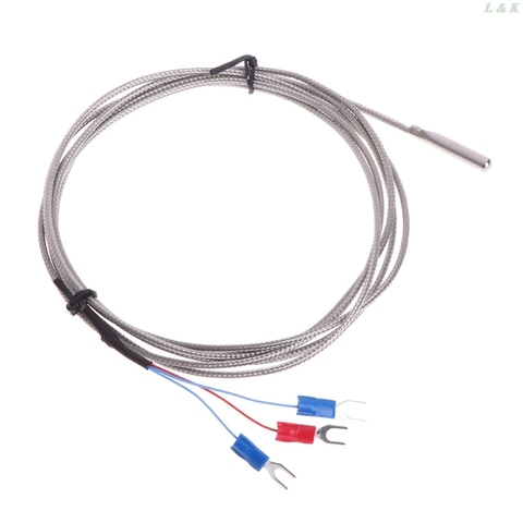 Termopar de Sensor de temperatura de acero inoxidable RTD PT100 con cables de 2m y 3 cables ► Foto 1/5