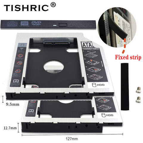 Universal Tishric 9,5mm/12,7mm 2nd Hdd Caddy SATA 3,0 adaptador para 2,5 