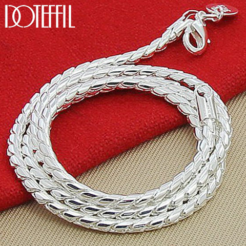 Dotefiil-collar de cadena de serpiente de 3mm para mujer y hombre, de Plata de Ley 925, joyería de cadena Simple de 20 pulgadas ► Foto 1/6