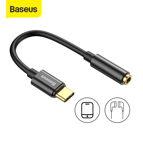 Baseus-conector de auriculares tipo C a 3,5mm, Cable auxiliar USB C, adaptador de auriculares, conector de Audio 3,5, para Huawei P20, Xiaomi Mi 10 ► Foto 1/6
