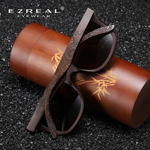 EZREAL-gafas de sol polarizadas de madera Natural para hombre y mujer, lentes de bambú de diseñador de marca, originales, de madera ► Foto 1/6