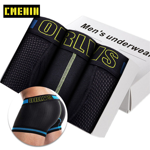 Ropa interior Sexy para hombre de 3 uds, Boxer de talla grande para hombre, calzoncillos Boxershorts transpirables, calzoncillos de malla para hombres, pantalones cortos para hombre ► Foto 1/6